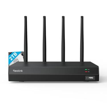 Imagem de REOLINK WiFi NVR 4K 12CH com Wi-Fi 6 e WiFi de banda dupla de 2,4/5 GHz, HDD integrado de 2 TB, suporta câmeras Reolink de 16 MP/12 MP/8 MP/5 MP/4 MP, sistema de câmera de segurança doméstica de