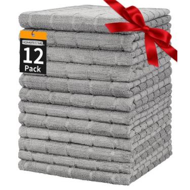 Imagem de Toalhas de mão HOMERHYME Microfiber, pacote com 12, 25x15cm, cinza