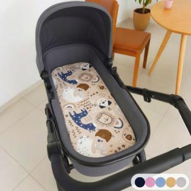 Imagem de Colchão para Carrinho Moises Colchonete Bebê Menino Menina com Capa Re