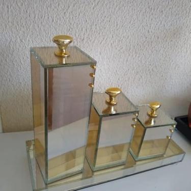 Imagem de kit organizador com bandeja para banheiro (Refleta com dourado)