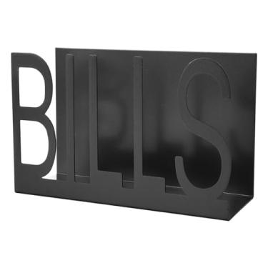 Imagem de LiebeWH Desktop Metal Mail Holder Cutout Design Design Letter Organizer para Envelopes Com Base de Email Conveniente de Base Anti -Slip para Cartas, Papéis (Preto)