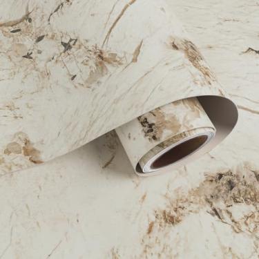 Imagem de VaryPaper Papel de contato de mármore marrom bege de 39,9 cm x 199,9 cm para bancada, descasque e cole à prova d'água, para armários de mesa, papel de parede de granito autoadesivo removível para