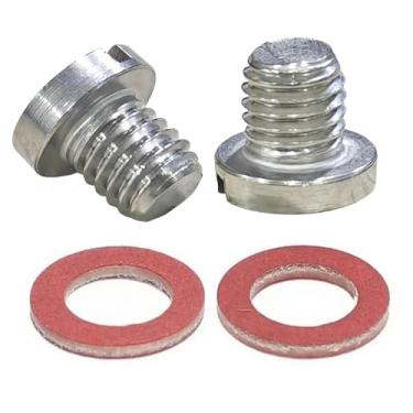 Imagem de Pacote com 2 plugues de parafuso reto de escape 90340-08002 para motor de popa Yamaha, parafuso de substituição não magnético, plugue de escape durável, garante ajuste seguro e desempenho para reparos