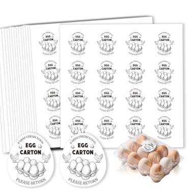 Imagem de GOMAKERER 320 etiquetas de caixa de ovos frescos da fazenda, 5 cm, por favor, devolva adesivos de caixa de ovos à prova d'água autoadesivos para embalagem de ovos para caixa de papelão suprimentos