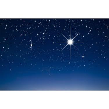 Imagem de Pano de fundo de estrela de Natal sagrado estrela azul céu estrelado fotografia de Natal presépio estrela de belém Jesus pano de fundo religioso igreja cristã decoração de fundo 1,5 x 0,9 m