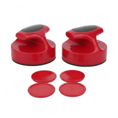 Imagem de GOTOTOP Air Hockey Pucks and Pushers Mesa de jogo de hóquei 94 mm Conjunto de empurradores deslizantes com 4 discos, acessórios, tamanho grande, vermelho