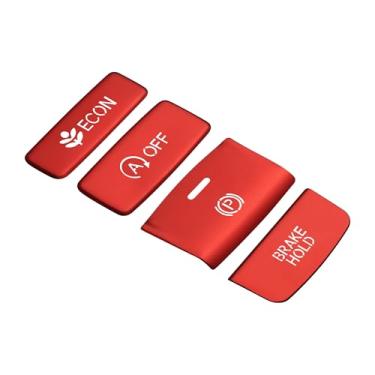 Imagem de TOMALL Tampa de freio eletrônica de alumínio 4 peças compatíveis com Honda Civic 2022 Accord 2021-2025 Estacionamento de carro e moldura de botão ECON guarnição central console central tampas