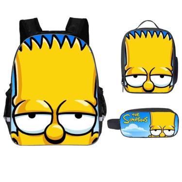 Imagem de Mochila escolar Simpsons Anime, conjunto de 3 peças para crianças