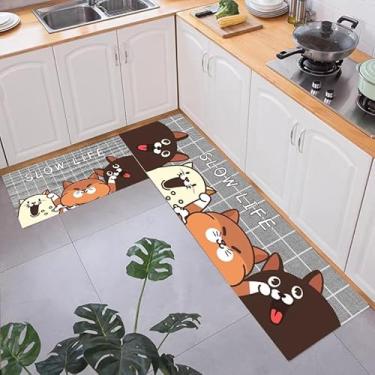 Imagem de Passadeira para Cozinha Antiderrapante Kit 2 Peças | Tapete Lavável Secagem Rápida | Poliéster(C-3-1.2MX0.4M+0.6M.0.4M)