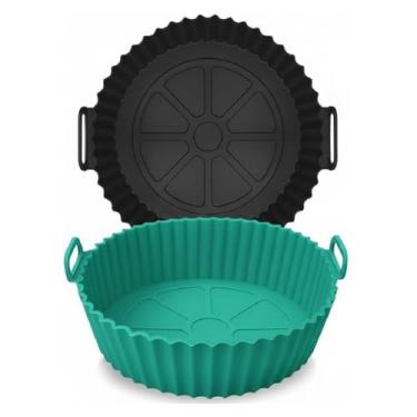 Imagem de Kit com 2 Formas Silicone Para Air Fryer Antiaderente Reutilizável Com Alça