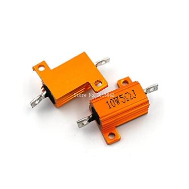 Imagem de VUBBJCRS 2 peças RX24 10W 5R 5RJ Resistor de fio de revestimento metálico de alumínio dourado 10Watt 5 ohm Resistência ao dissipador de calor