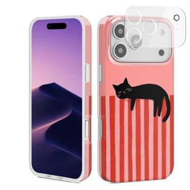Imagem de GEQCDBN Capa protetora para celular compatível com iPhone 17 Pro Max, moderna, bonita, listrada, preta, feminina, macia, fina, TPU (poliuretano termoplástico) à prova de choque, estética para mulheres