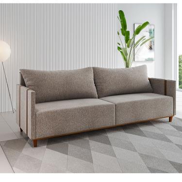 Imagem de Estofado Living 2m 3 Lugares Adam Linho. Kaki Durango - Casa Giulia