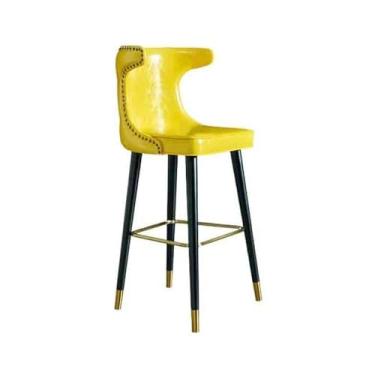 Imagem de Balcão de cozinha 75 cm de aço carbono alto banco de bar europeu luxo cadeira de recepção vintage cadeiras de bar (amarelo)