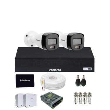 Imagem de Kit 2 Câmeras Intelbras 3220b Full Color Com Áudio Dvr Mhdx 4 Canais Intelbars Com Ssd 512gb