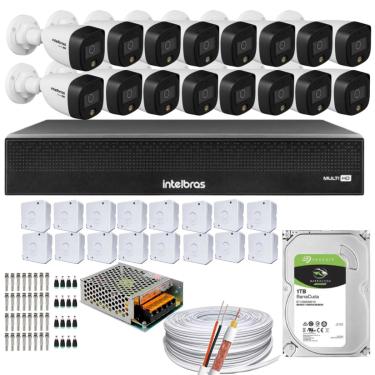 Imagem de Kit 16 Cameras 1220 Full Color Intelbras Dvr Mhdx 16 Ch Color Noite 1TB