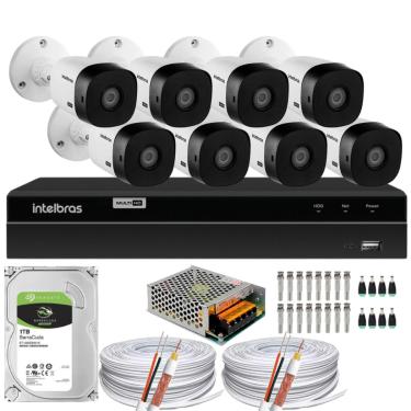 Imagem de Kit Cftv Monitoramento 8 Cameras Intelbras 1216 1t 200m Cabo