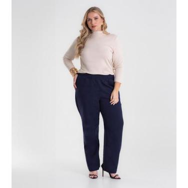 Imagem de Calça Feminina Plus Moletom Felpado Secret Glam Azul, Plus G4, Azul