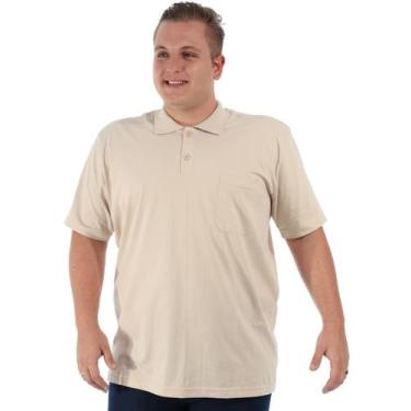 Imagem de Camisa Polo Plus Size Masculina Com Bolso Básica Areia - ANISTIA, G4