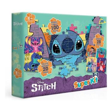 Imagem de Super Kit Stitch Quebra Cabeça Dominó E Jogo Da Memória 3em1 - Toyster