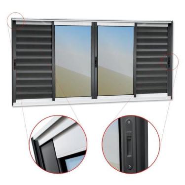 Imagem de Veneziana Elite 6 Folhas Moveis 100 x 150 Vidro Reflex Mix Preto Brima