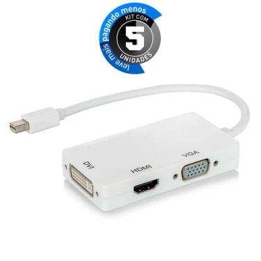 Imagem de Kit 5 Adaptador Mini Displayport para HDMI VGA DVI - CIRILO CABOS