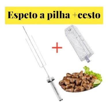 Kit 2 Espetos A Pilha Giratório Inox Regulável 50cm A 65cm : :  Cozinha