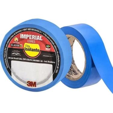 Imagem de Kit c/ 10 Fita Isolante Imperial Azul 18mm x 20m 3M