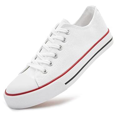 Imagem de Tênis de lona feminino casual adorável com cadarço e cadarço moderno confortável para caminhar Adokoo, Branco, 8