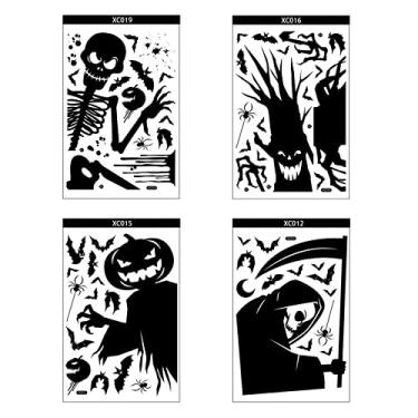 Imagem de Tingpai 4 peças adesivo de janela de vidro assustador assustador adesivo de janela de dupla face adesivos pa deco ção de presente de halloween
