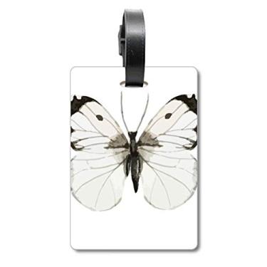 Imagem de Borboleta com Asas Escuras Brancas Etiqueta de Bagagem Cartão Pendurado Etiqueta Scutcheon, Multicolorido.