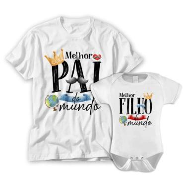 Imagem de Kit Camiseta E Body Bebe Melhor Pai Do Mundo Melhor Filho - Vidape