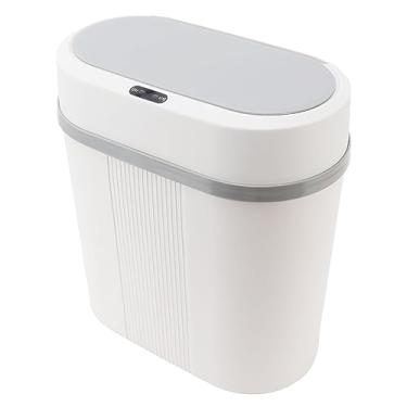 Imagem de Lixeira automática, Lixeira de banheiro sem toque de 12L com tampa, Lixeira pequena, Lixeira elétrica inteligente e estreita à prova d'água para quarto, escritório e cozinha