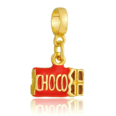 Imagem de Pingente Berloque Barra Chocolate Pandora Banhado a Ouro 18k