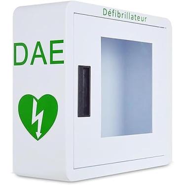 Imagem de Armário de armazenamento interno do desfibrilador AED, caixa de alarme de desfibrilação cardíaca de aço montada na parede com sistema de alarme sonoro, cabe na maioria dos modelos AED, para casa, es