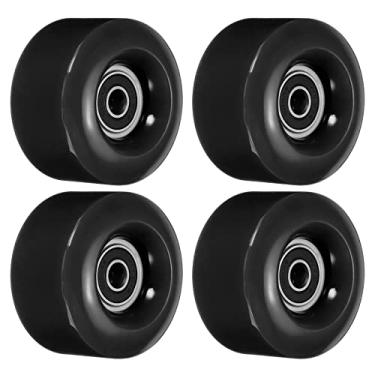 Imagem de PATIKIL Rodas de skate de 32 x 58 mm com rolamentos, pacote com 4 82A Quad Skate de substituição para skate de duas fileiras internas ou externas, preto