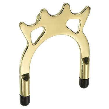 Imagem de PATIKIL Cabeça de ponte de bilhar, garfo alto para tacos de sinuca, acessórios de bilhar de metal rosqueados com mangas de borracha para mesa de sinuca, dourado
