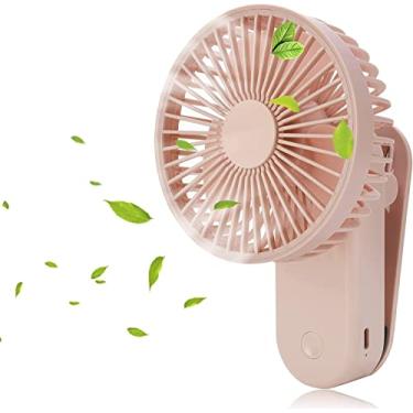 Imagem de KONPWAY Mini ventilador portátil, ventilador de carrinho de bebê recarregável com bateria USB de 4000 mAh com magnético - rosa
