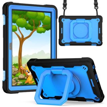 Imagem de Capa giratória de 360 graus para Kindle Fire HD 8/HD 8 Plus 2020, capa híbrida 2 em 1 com alça de ombro (BK-BL, Fire HD 8 Plus 2020)