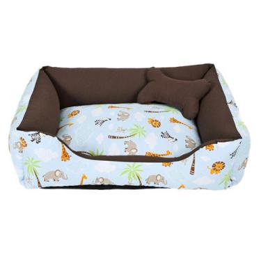 Imagem de Cama para Cachorro Médio 60X50 Com Zíper Estampa Safari Turquesa Com M