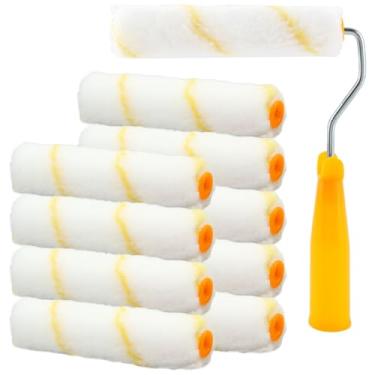 Imagem de Rolos de tinta, mini rolo de pintura de 15 cm com 10 capas, rolo de pintura pequeno para pintar paredes, mini rolos, moldura de rolo de tinta, ferramenta de pintura de parede, suprimentos de pintura