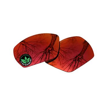 Imagem de Raydi Lentes de reposição de policarbonato para Costa Del Mar Tuna Alley Retangular Óculos de Sol - Espelho Vermelho Fogo - Polarizado