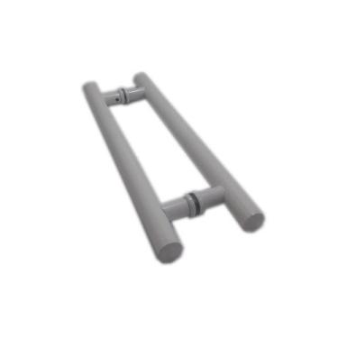 Imagem de Puxador H duplo 40x30cm tubular redondo para porta de vidro e portão -