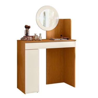 Imagem de Penteadeira Camarim Aurea com 1 Gaveta 1 Porta Espelho e LED - ALBATRO