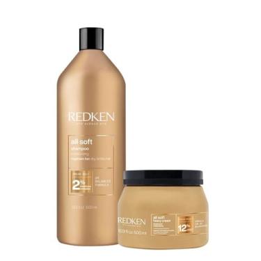 Imagem de Kit Redken All Soft Shampoo Litro e Máscara G (2 produtos)
