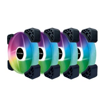 Imagem de Kit 4 Cooler Fan Hayom FC1306 RGB 120mm 12cm S/Controladora - FC1306