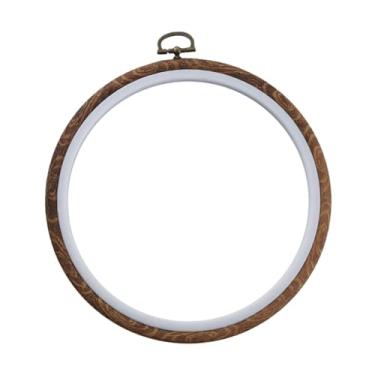 Imagem de rockible Moldura de bastidor de bordado de anel de ponto cruz Moldura de bastidor de bordado de anel de madeira imitada , 17cm