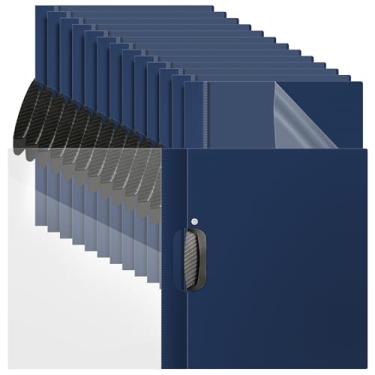 Imagem de Teling 48 capas de relatório com barra deslizante, pastas de apresentação de plástico transparente 24 x 29 cm, pasta de bolso para fichário de papel para volta às aulas, sala de aula, arquivos de