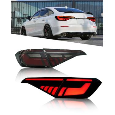 Imagem de VAVNLR Luzes traseiras para Honda Civic Sedan 11ª geração 2022-2024 conjunto de luzes traseiras sequenciais, conjunto de luzes traseiras de LED com seta, animação de inicialização, Plug and Play