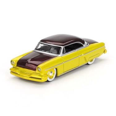 Imagem de Diecast Model Car Compatible with Mini GT 1954 Lincoln Capri Hot Rod Lime Yellow Metallic and Brown Metallic Limited Edition 1:64 Scale Diecast Model Car MGT00794